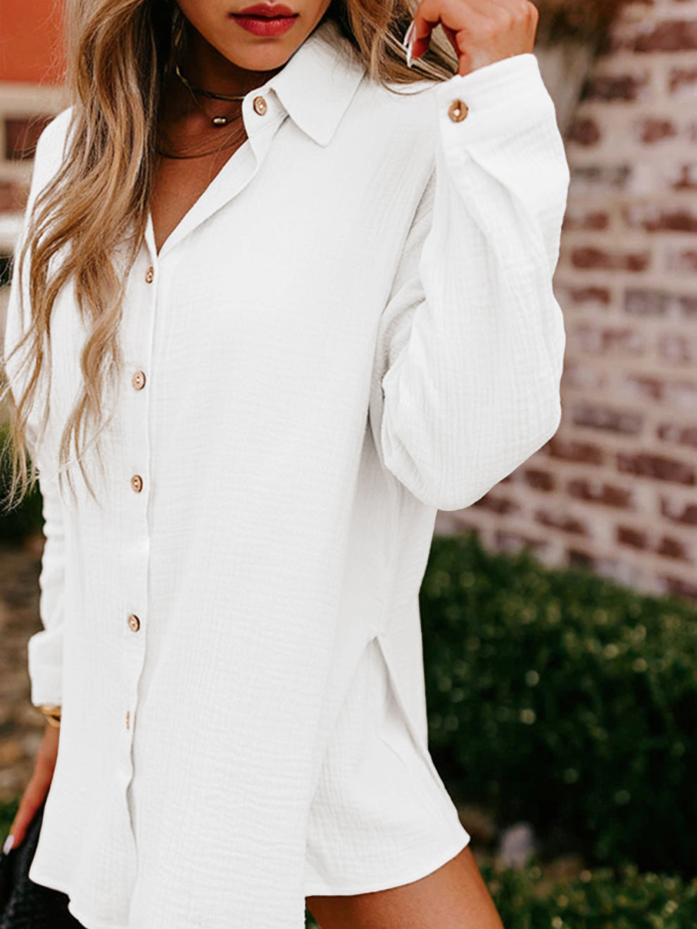 🌿🌿Limited time sale🔥Women's Gauze Button Long-Sleeved and Shorts Set