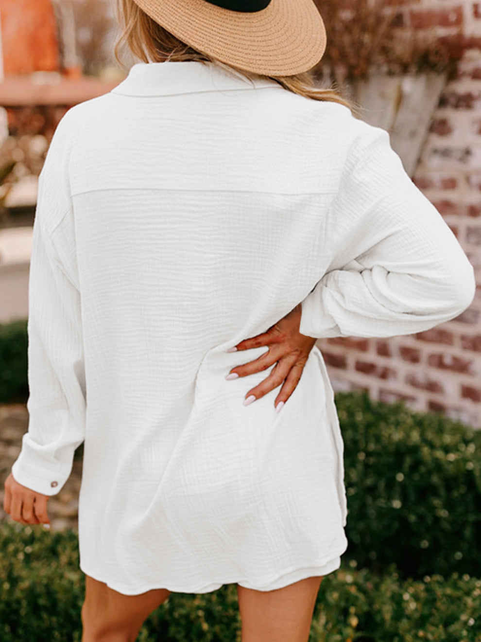 🌿🌿Limited time sale🔥Women's Gauze Button Long-Sleeved and Shorts Set
