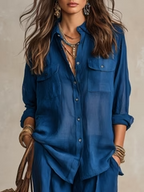 🌿🌿Last day 50%OFF Women's Casual Cotton And Linen Wide-leg Pants Set
