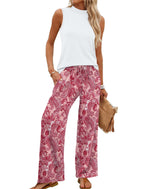 🌿🌿LAST DAY SAVE 49% ⏰Women's Mock Neck Tank & Printed Wide Leg Pants Set