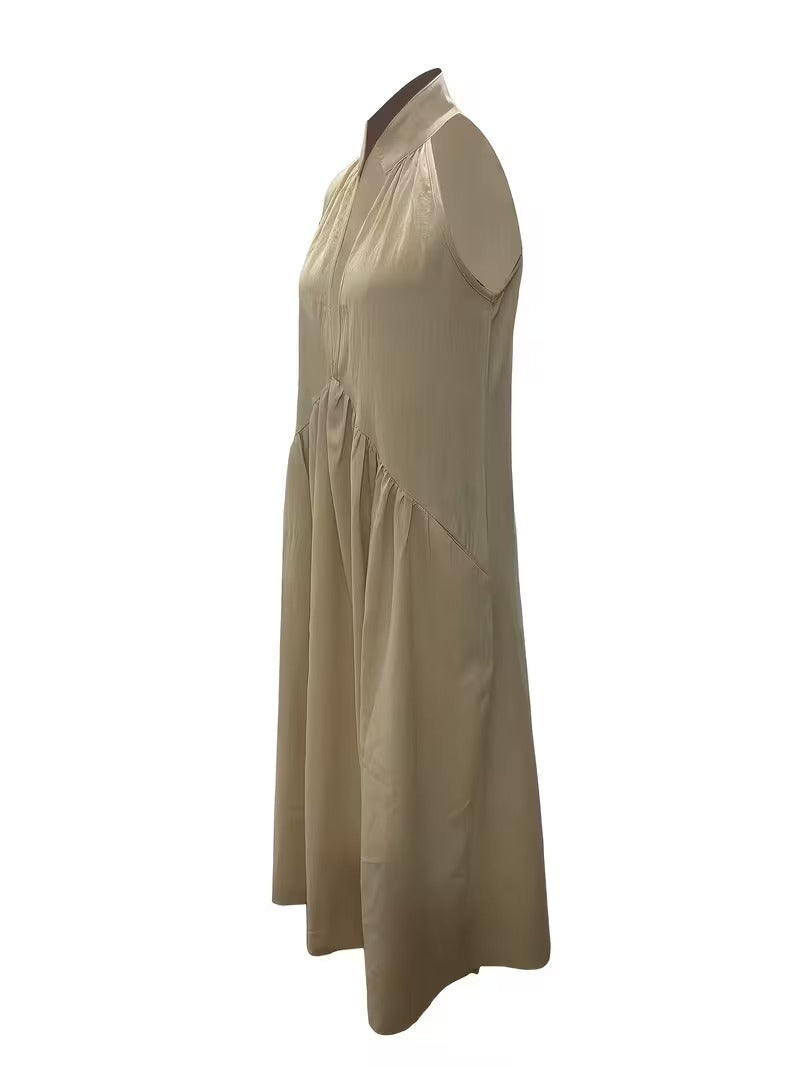 🌿🌿Limited time sale🔥Women's Halter Neck Deep V Maxi Dress with Pockets