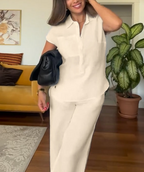 🌷Last day 50%OFF🔥Women's Summer Linen Casual Shirt Wide-Leg Pants Two-Piece Suit(Buy 2 Free Shipping)