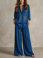 🌿🌿Last day 50%OFF Women's Casual Cotton And Linen Wide-leg Pants Set