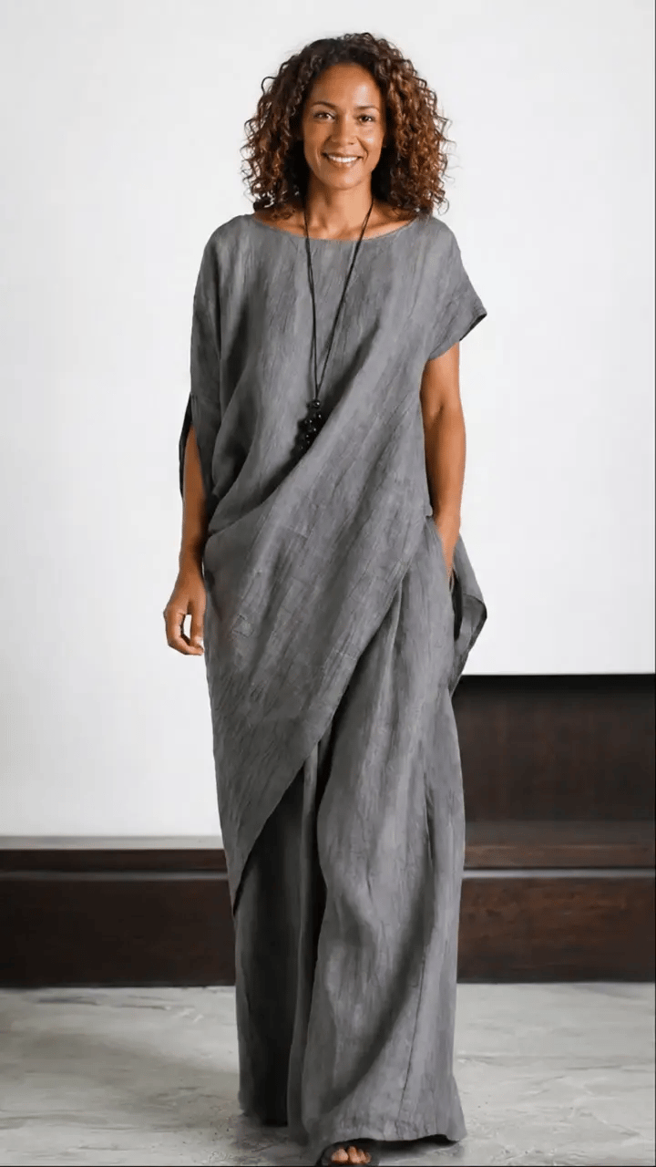 📦📦LAST DAY SAVE 49% ⏰Effortless Elegance Cotton Linen Set – Relaxed Draped Top & Flowing Wide-leg Pants