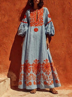 📦📦Bohemian Print Lantern-sleeve Maxi Dress