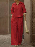 📦📦LAST DAY SAVE 49% ⏰Women's Casual Linen And Cotton Shirt And Wide-leg Pants Two-piece Set