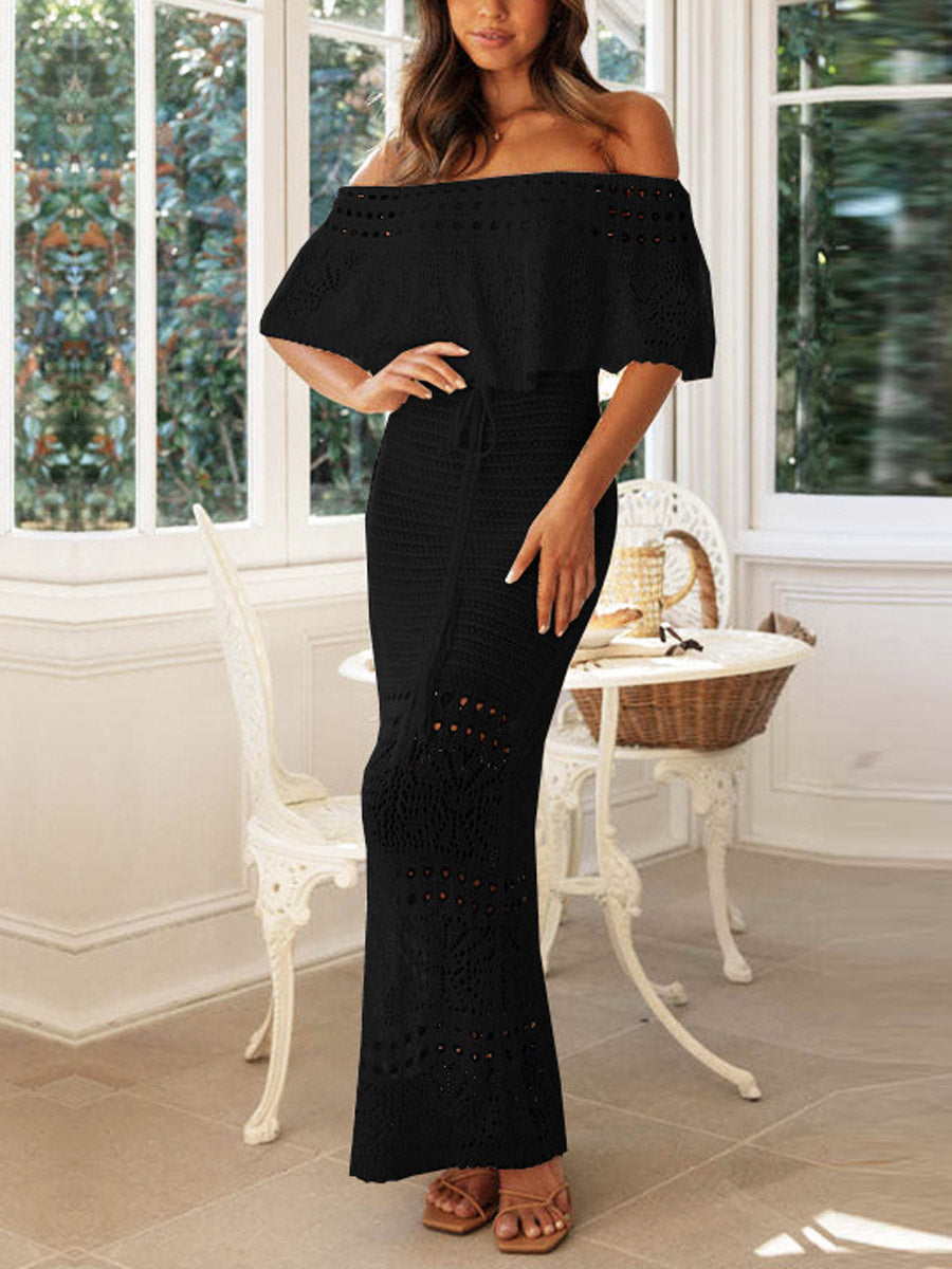 💝💝Women's Fashion Art Hollow Casual Stylish Shawl And Dress Two-piece Set