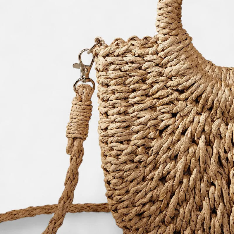🌷Women woven summer beach half moon shoulder bags vintage