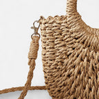 🌷Women woven summer beach half moon shoulder bags vintage