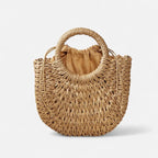 🌷Women woven summer beach half moon shoulder bags vintage