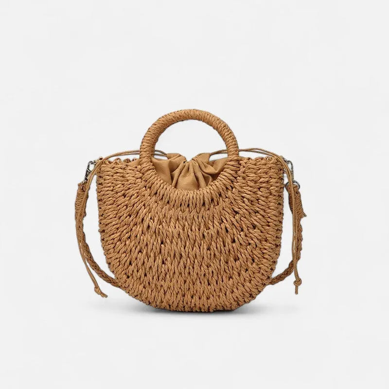 🌷Women woven summer beach half moon shoulder bags vintage