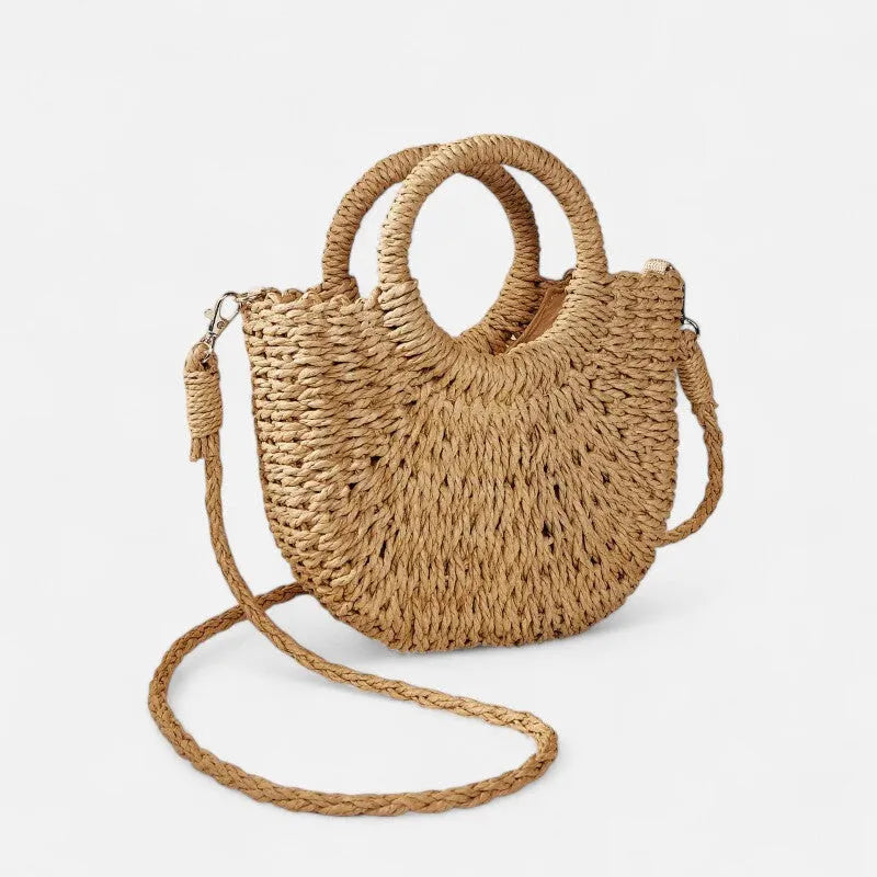 🌷Women woven summer beach half moon shoulder bags vintage