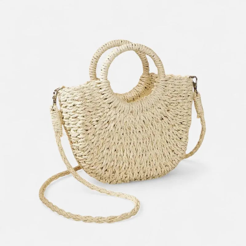 🌷Women woven summer beach half moon shoulder bags vintage
