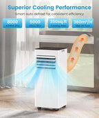 🤲 Factory direct sales 🔥8000 BTU Portable Air Conditioner, with Fan & Dehumidifier Mode, White OL-A016AB