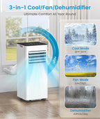 🤲 Factory direct sales 🔥8000 BTU Portable Air Conditioner, with Fan & Dehumidifier Mode, White OL-A016AB