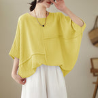 🌷🌷Vertical Textured Patchwork Top – Slimming & Effortless Style