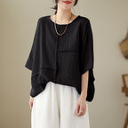 🌷🌷Vertical Textured Patchwork Top – Slimming & Effortless Style
