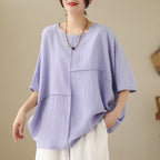 🌷🌷Vertical Textured Patchwork Top – Slimming & Effortless Style