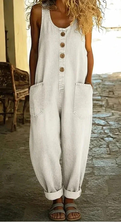 🌷Vintage Washed Cotton Denim Overalls