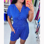 🎊🎊Polka Dot V-Neck One-piece Shorts Jumpsuit