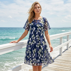 🌷🌷50% OFF NOW! ✨ Women's Floral A-Line Party Dress – Double-Layer Chiffon, Elegant Print & Knee-Length Fit 👗
