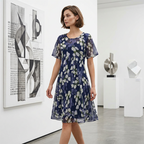 🌷🌷50% OFF NOW! ✨ Women's Floral A-Line Party Dress – Double-Layer Chiffon, Elegant Print & Knee-Length Fit 👗