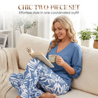 🔥🔥LAST DAY SAVE 50%OFF Free Shipping💞Women's V-Neck Blouse & Printed Wide-Leg Pants Set