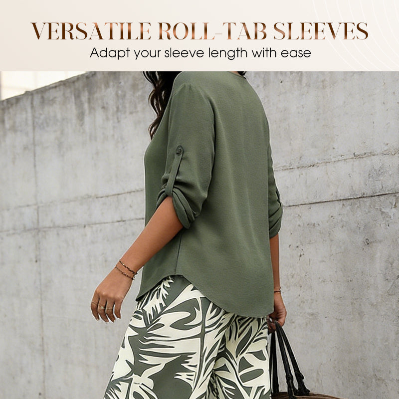 🔥🔥LAST DAY SAVE 50%OFF Free Shipping💞Women's V-Neck Blouse & Printed Wide-Leg Pants Set
