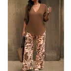 🔥🔥LAST DAY SAVE 50%OFF Free Shipping💞Women's V-Neck Blouse & Printed Wide-Leg Pants Set