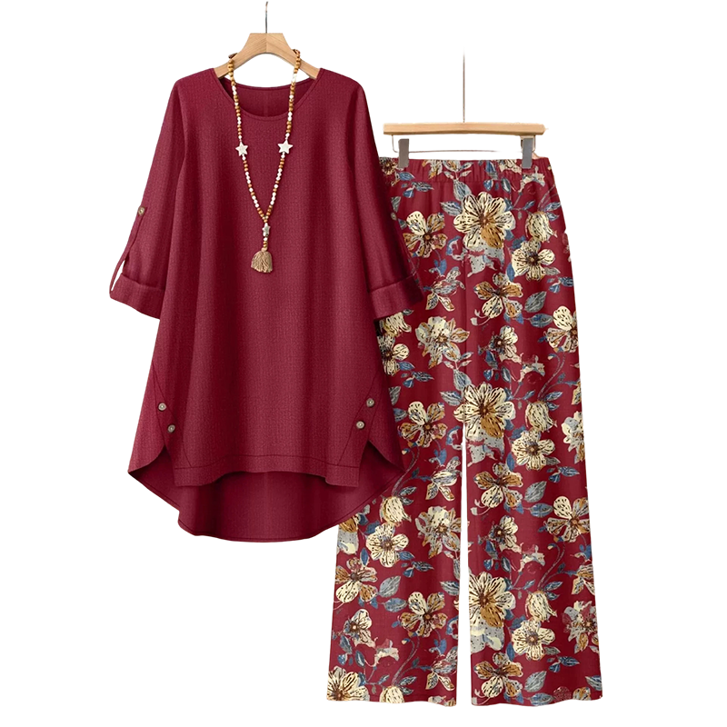 💝💝New Arrivals-Women's Cotton Linen Half Sleeve Top ＆ Pants Set
