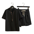 💝💝Men's Breathable Summer Lounge Set‑Soft Short‑Sleeve Top & Shorts Outfit for Daily Relaxation