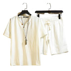 💝💝Men's Breathable Summer Lounge Set‑Soft Short‑Sleeve Top & Shorts Outfit for Daily Relaxation